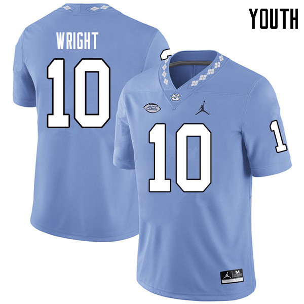 Jordan Brand Youth #10 Kyle Wright North Carolina Tar Heels College Football Jerseys Sale-Carolina B